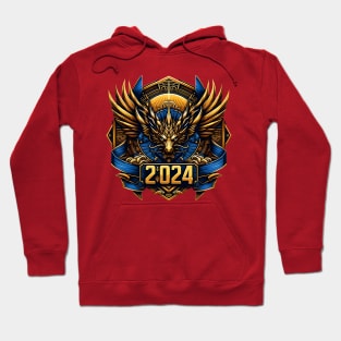 Wooden Gold Blue Dragon 2024 Hoodie